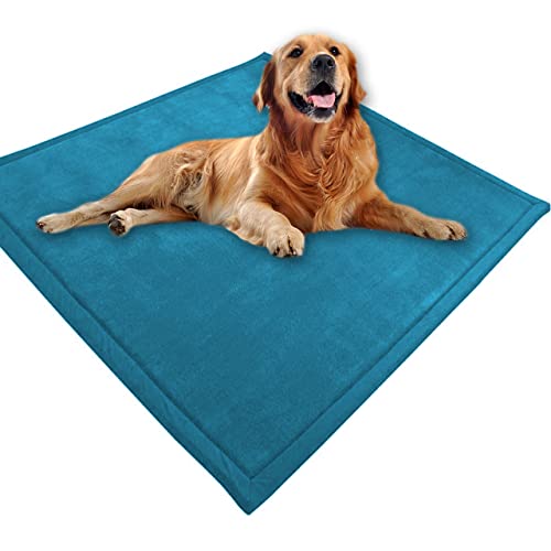 Großes Hundebett, Haustiermatte, weicher warmer Korallensamt, rutschfester Teppich, beruhigend, für den Innenbereich, waschbar, Hundekissen, Bodenmatte (100 x 60 cm, blau)
