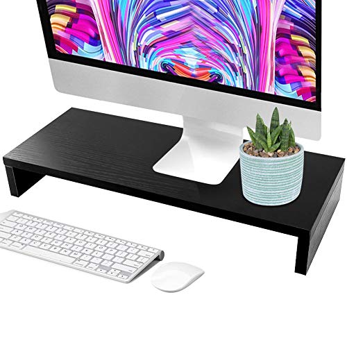 Monitorständer aus Holz, 1 Etage, moderner Monitorständer aus Holz, für PC-Bildschirm, TV, Notebook, Display, Regal, 50 x 20 x 7,7 cm (schwarz)