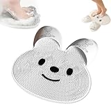 Rabbit Foot Rubbing Artifact,shower Foot & Back Scrubber Massage Pad,Foot Cleaner Massage Mat with Non Slip Suction Cups,Exfoliating Feet Massager for Men & Women- white