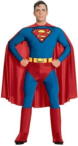 Herren klassisch Superman Stretch Overall Body Kostüm Kleid Outfit S-XL - Blau, Blau, Large (42-22" Chest)