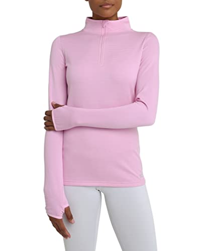 TCA Cloud Fleece Damen Thermo-Laufshirt mit Kragen & halbem Reißverschluss - Langarm - Sweet Lilac (Rosa), S