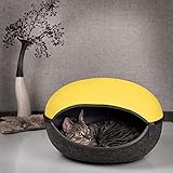 CanadianCat Company | KATZENNEST gelb anthrazit Katzenhöhle aus Filz -Höhle für Katzen Katzenbett 52 x 45 x 33 cm