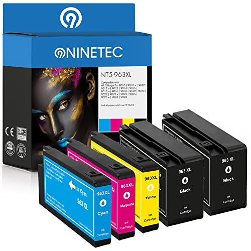 NINETEC NT5-963XL 5er Set Patronen kompatibel mit HP 963 XL 963XL | Für HP OfficeJet Pro 9010 9010e 9012 9012e 9013 9014 9015 9015e 9016 9018 9019 9020 9022 9022e 9023 9025 9025e 9026 9028
