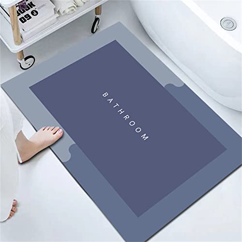 RAILONCH Kieselgur Badematte Super absorbierende Bodenmatte Premium Badezimmerteppich rutschfeste schmutzabweisend Badteppich Weicher Duschmatte für Bad (Blau,40 x 60 cm)