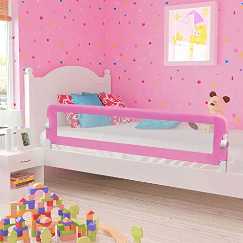 Kleinkind-Bettschutzgitter, Bettgitter für Kinder ab 18 Monaten bis 5 Jahren, Pink 180x42cm Polyester