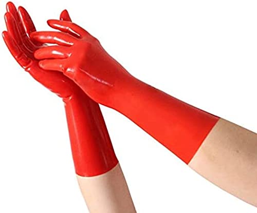 Rubber Short Latex Mixed Toes Wrist Gloves,Rot,M-Handgelenk Ca. 17 Cm