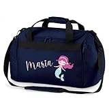 minimutz Sporttasche Schwimmen für Kinder - Personalisierbar mit Name - Schwimmtasche Meerjungfrau Duffle Bag für Mädchen und Jungen (dunkelblau)