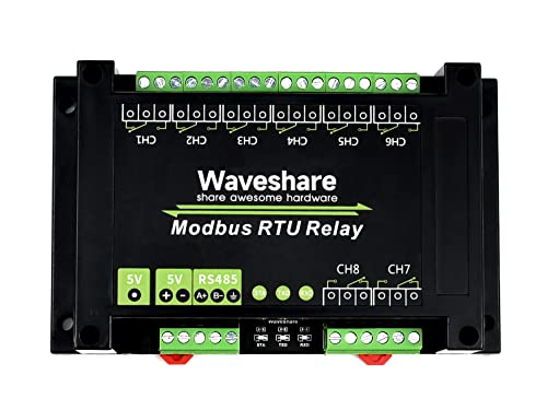 Waveshare Industrial Modbus RTU 8-ch Relay Module with RS485 Interface Multi Isolation Protection Circuits Comes with an ABS Enclosure