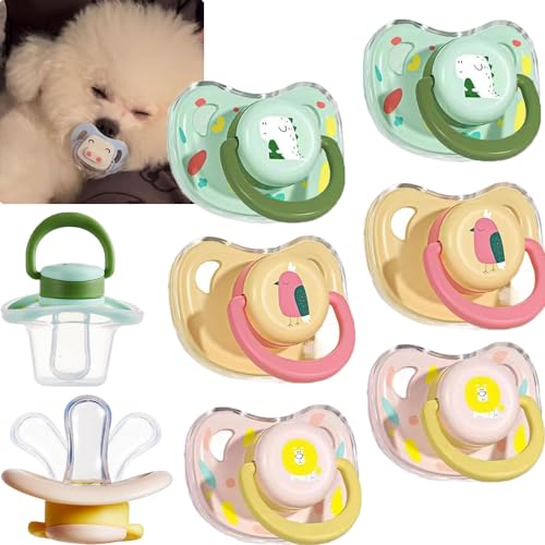 UIRPK 3/6/9pc Pet Dog Silicone Pacifier,Dog Pacifier,Dog Pacifier Chew Toy,Puppy Pacifier for Small Dogs,Cat Pacifier for Kittens,Chew Toys for Small Dogs,Dog Pacifier for Small Dogs (6PCS,S)
