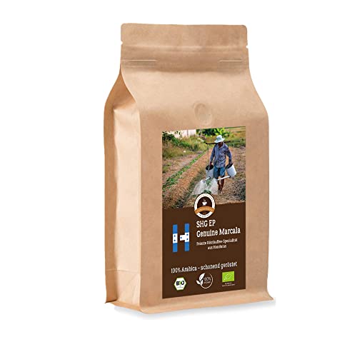 Kaffee Globetrotter - Bio Honduras Genuine Marcala - 1000 g Fein Gemahlen - für Espressokocher, Espressomaschine - Spitzenkaffee - Röstkaffee aus biologischem Anbau