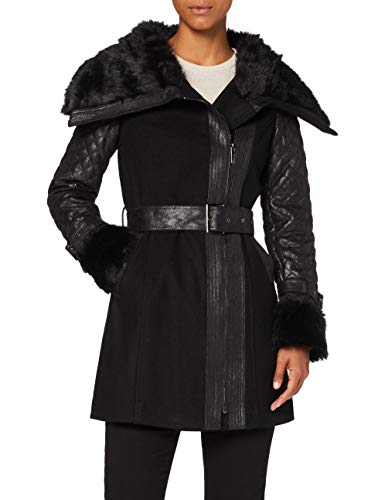 Morgan Women's Manteau col Imitation Fourrure GEFROU Faux Fur Coat, Schwarz, 34