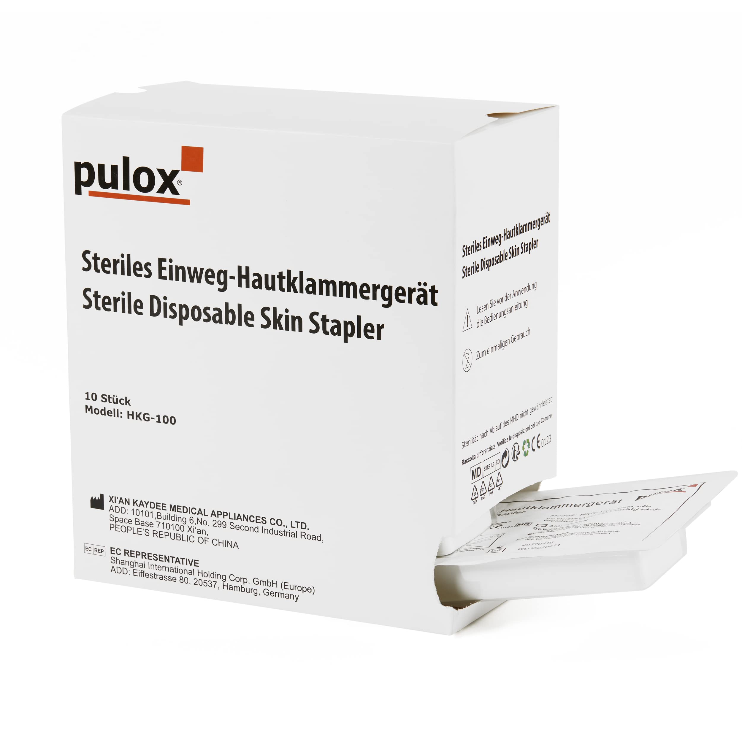 10x Pulox Einweg Hautklammergerät Steril - Einweginstrument mit je 35 Hautklammern