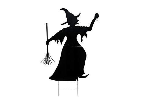 showking Halloween Silhouette Hexe Spooky Witch, Metall, schwarz, 150cm - Fenster Dekoration