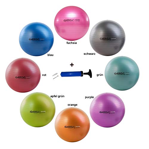 Pezziball MAXAFE + inkl. ATC-Pumpe, Größen, Pezzi Ball Gymnastikball inkl. Ballpumpe (Fuchsia, 65cm)