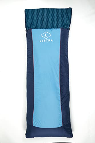 Lestra Outdoor Gavarnie XL Schlafsack, rechteckig, T° Komfort 08° – Grenzwert 03° – Verschluss Links – Füllung Synthetik – Erwachsene – 190 + 30 x 80 cm – 1,9 kg, blau, 40 x 80 cm