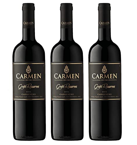 Carmen Gran Reserva Carmenère Rotwein Wein trocken Chile I FeinWert Paket (3 x 0,75l)