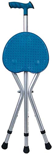 Gehrahmen Rollatoren Gehhilfe verdicken Aluminiumlegierung 3 Feet 5-Gang-Adjustment Stock-Stuhl for Old Man leichtgewichtrollator faltbar (Color : Blue)