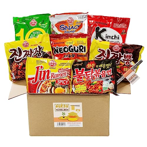 Guksu-Box mit 8 koreanischen Ramen - Ausgewählter Mix aus vielseitigen Geschmacksrichtungen - Korea Instant-Nudeln Geschenkbox