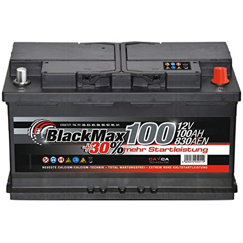 BlackMax Autobatterie 12V 100Ah 800A Starterbatterie MAX95 +30 Edition ersetzt 85Ah 88Ah 92Ah 95Ah