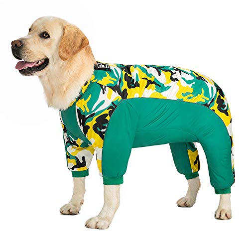 NashaFeiLi Haustierkleidung, großes Hunde-Shirt, Camouflage, wasserdicht, warm, Baumwolle, Einteiler für mittelgroße und große Hunde (38, grün)