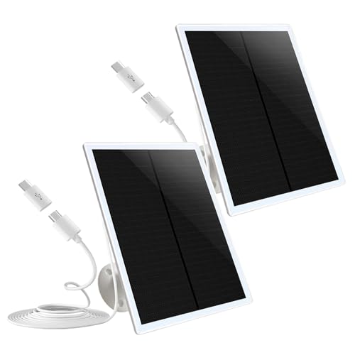 2 Pack 5V 6W 2.6W Solar Panel Camera Charger for Eufycam 3C 2C/2C Pro/E40/E20/2/2 Pro/E Camera Micro USB Type-C Solar Panel Cable, Eufy Security EufyCam Solar Panel