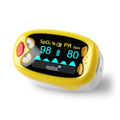 Pulox PO-210B Kinderpulsoximeter Pulsoximeter für Kinder Fingeroximeter Sauerstoffsättigung Messgerät SpO2 und Puls Messung