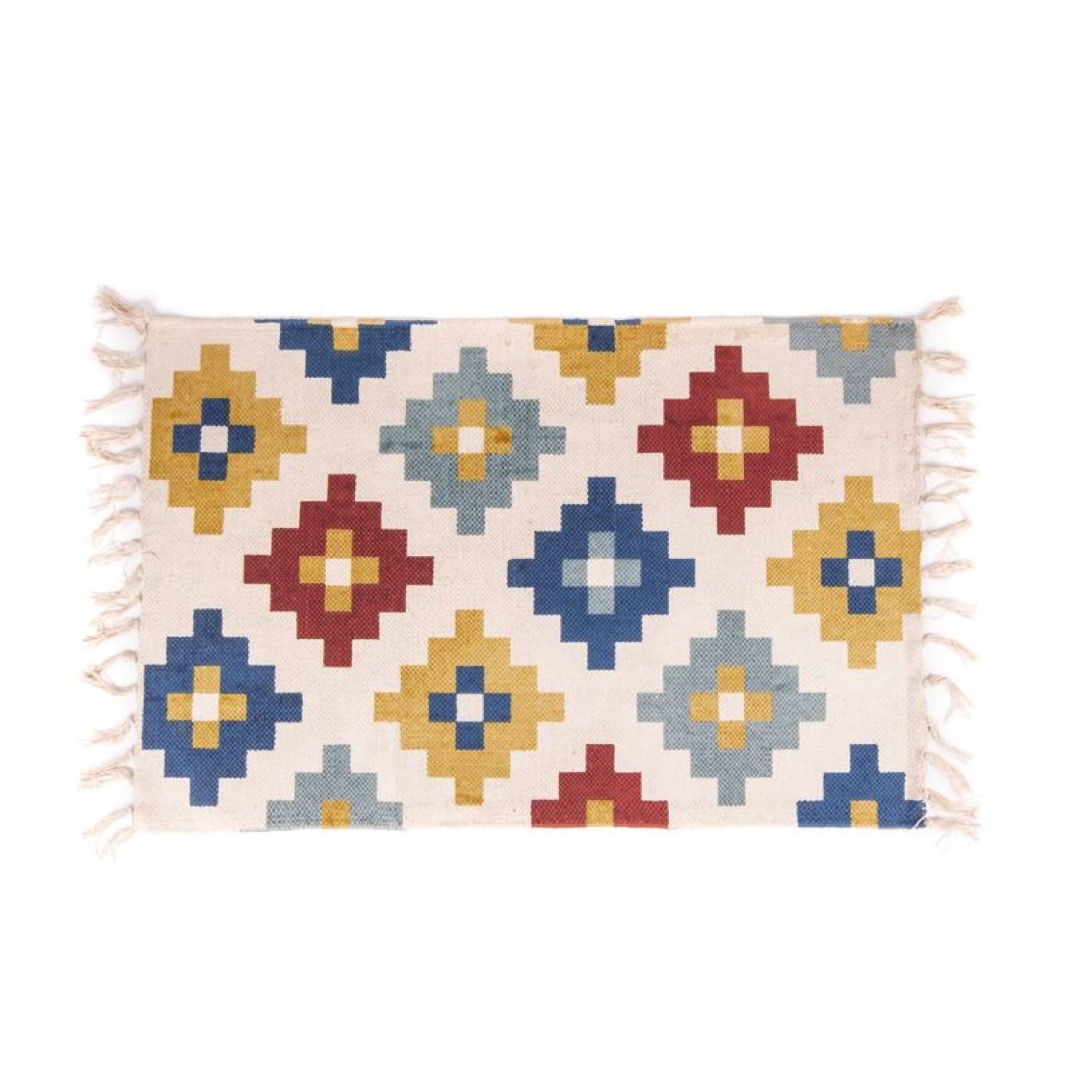 CIAL LAMA Rechteckiger Teppich aus Baumwolle Kilim, 60 x 90 cm