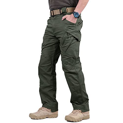 NICEYY Soldier Tactical Waterproof Pants Outdoor Combat Hiking, Mens Tactical Cargo Work Pants Ripstop Water Repellent Cargo Pants (Green M)
