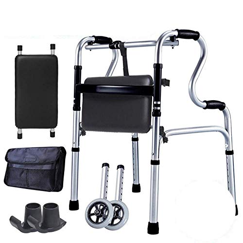 Rollator, zusammenklappbar, leicht, 2 Räder, Vorderradstütze, verstellbar, tragbar, kompakt, Gehhilfe für ältere Menschen (2) (2)