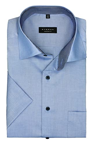 eterna Herren Businesshemd Kurzarm Comfort FIT | Uni blau | Kent Kragen Gr. 47