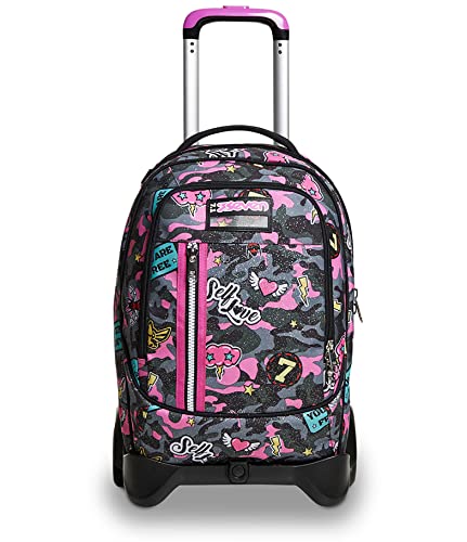 Seven S.p.a. Trolley Jack Seven® 2 RUOTE - CAMOULOVE Girl, Unisex - Bambini und Ragazzi Trolley Jack Seven® 2 RUOTE - CAMOULOVE Girl, Violet, Taglia Unica -