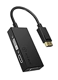 ICY BOX IB-AC1031 3-in-1 Adapter DisplayPort (Stecker) auf HDMI (4K Ultra HD), DVI-D oder VGA (Full HD) schwarz