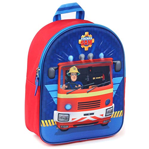 Feuerwehrmann Sam 3D Kinder Rucksack - Feuerwehrwagen - Rot und Blau