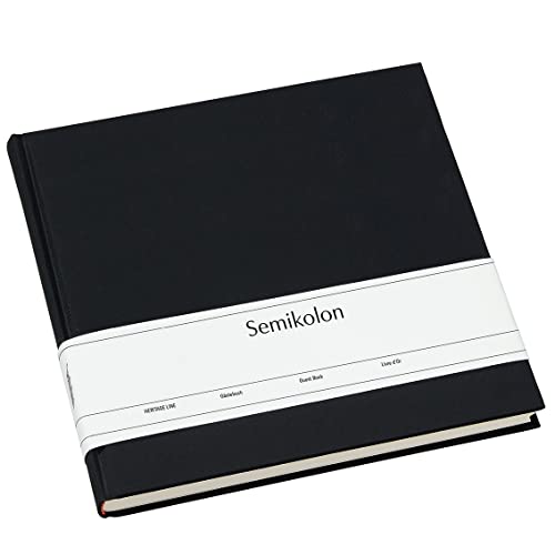 Semikolon 353529 Gästebuch – 25 x 23 cm – mit 180 blanko Seiten zum Selbstgestalten, Lesezeichen – black schwarz