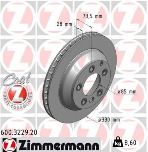 ZIMMERMANN 600.3229.20 Bremse, vorne links, Coat Z