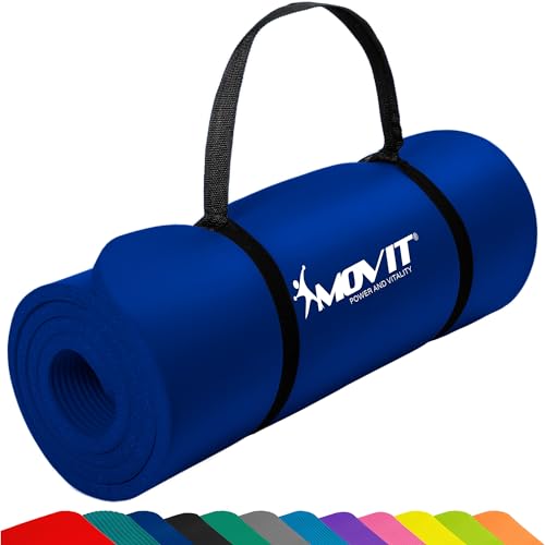 MOVIT Gymnastikmatte, hautfreundlich und phthalatfrei, in 3 Größen und 12 Farben - Auswahl: 183cm x 60cm x 1,0cm in dunkel-blau
