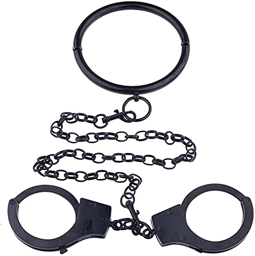 Edelstahl Halsband O-Ring Einstellbar Handfesseln(5-7Cm) mit Metallkette, Bedroom Fun SM Torture Extrem Bondage-Set Erotik Fetisch Sex Spielzeug für Frauen Männer Paare,Female