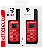 Motorola Talkabout T42 PMR-Funkgeräte ( PMR446, 16 Kanäle, Reichweite 4 km) rot , 2 Stück (1er Pack)
