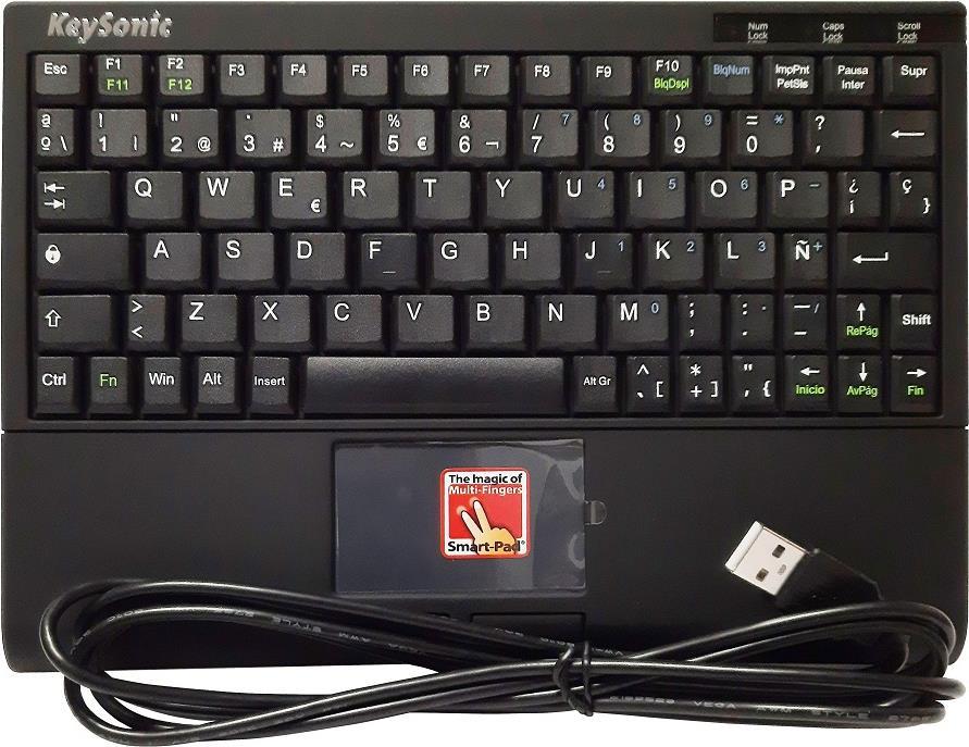 Tastatur, Super-Mini, Smart-Touchpad, USB, schwarz, Spanisch (ACK-3410 (ESP))