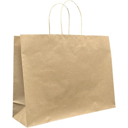 Geschenktüten 50 Stücke Papiertüte Leere Kleidung Geschenk Geschenk Verpackung Braune Kuh Leder Papier Hand Einkaufstasche Handtasche Präsenttüten (Color : Brown, Size : 44 * 14.5 * 40)