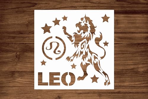 Löwe, Sternzeichen-Schablone, Astrologie-inspiriertes Bastelwerkzeug für DIY-Projekte, langlebig, 14 x 14 cm, wiederverwendbare Kunststoffschablone