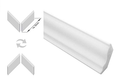Zierleisten Sparpaket E-4-NK | inkl. vorgefertigte Ecken | leicht und stabil | extrudiertes Styropor | Stuckprofile | modern weiß | dekorativ | XPS | 30 x 30 mm | 20 Meter + 4 Ecken