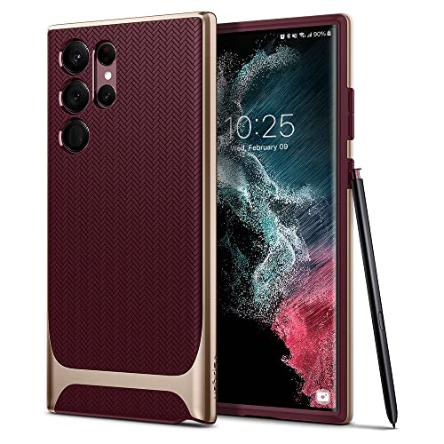 Spigen Neo Hybrid Hülle Kompatibel mit Samsung Galaxy S22 Ultra -Burgundy