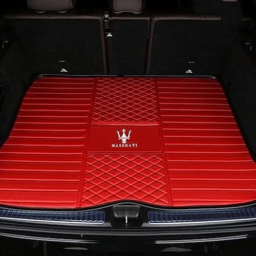 GENTRE Auto Leder Kofferraummatte Kofferraumwanne,für Maserati Grecale 2022 2023,Maßangefertigt All Inclusive Wasserdicht Kratzfeste Kofferraumschutz,G-Redstyle-Bottom