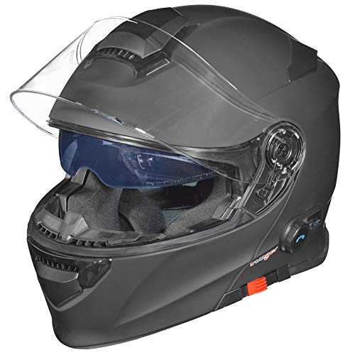 RS-983 Bluetooth Klapphelm Motorradhelm Conzept Motorrad Modular Helm rueger, Größe:S (55-56), Farbe:Schwarz Matt
