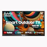 SYLVOX 55 Zoll Außenfernseher, 4K Smart TV 700 Nits wasserdicht, Zwei Lautsprecher, Unterstützung für Bluetooth und Wi-Fi Deck Pro Serie kommerzielle Qualität 7 x 16 H
