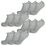 FILA 12 Paar Socken, Invisible Sneakers Unisex, einfarbig, 35-46 (4x 3er Pack) (Grau, 39-42 (6-8 UK))