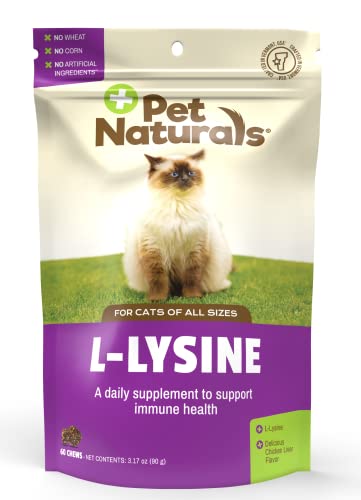 Pet Naturals L-Lysine Chews Spielzeug für Katzen, des Immunsystems und Unterstützung der Atemwege Nahrungsergänzungsmittel, 60 Bite Kauspielzeug (3,17 oz)