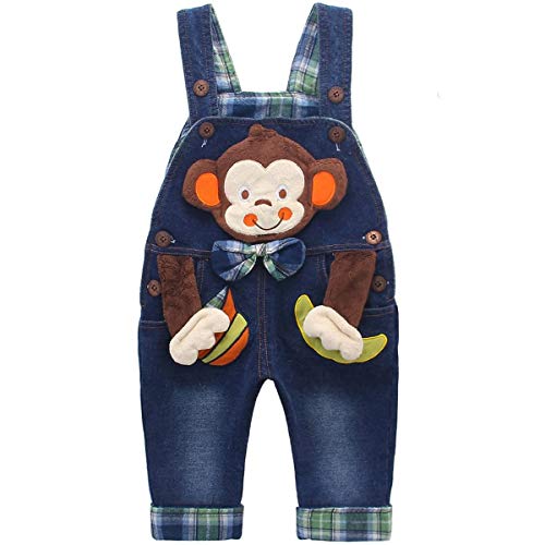 DEBAIJIA Baby Jungen Mädchen Denim Latzhose Kleinkind Hosenträger Jeans Overall AFFE mit Banane - 73