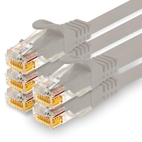 1CONN - 10m Netzwerkkabel, Ethernet, Lan & Patchkabel für maximale Internet Geschwindigkeit & verbindet alle Geräte mit RJ 45 Buchse grau - 5 Stück